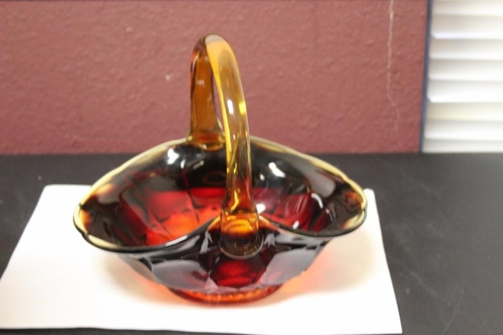 A Vintage Tiara Glass Ruby Red Glass Basket