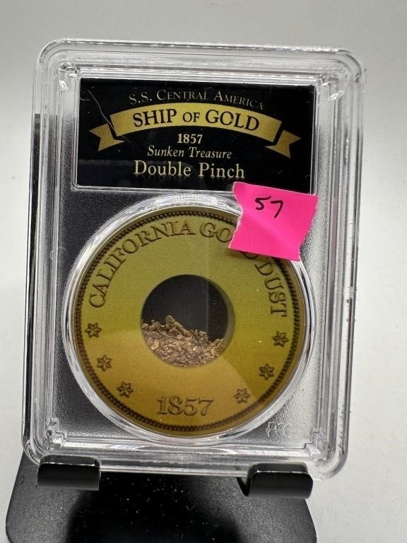 1857 SS CENTRAL AMERICA DOUBLE PINCH GOLD TREASURE