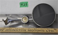 Vintage rearview mirror, thermometer