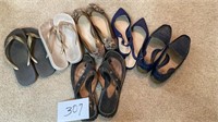 Six pair lady’s shoes. Sz 9.-10