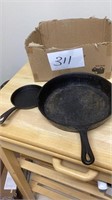 10 and 5 inch cast-iron skillets no markings