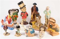 Lot of 12 Vintage Chalkware Figures, Mostly People