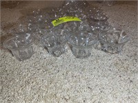 16 TOTAL CUT GLASS PUNCH CUPS WITH AN H ON THE BOT