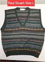 Paul Stuart Vest Sweater 100% Wool Large