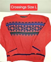 Crossings Red, Blue & Green Sweater Lg