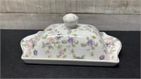 Floral Covered Butter Dish 8" Long