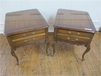 PAIR OF ROCKWOOD END TABLES W/ SINGLE DRAWER