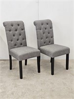 2 GREY FABRIC DINING CHAIRS