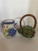 World Bazar canister & teapot with vines on it 11”