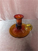 Red Blown Glass Amberina Candle Holder