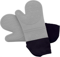 NEW Silicone Oven Mitts Set of 2 Grey