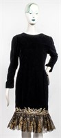 Oscar de la Renta Black Velvet And Lace Dress