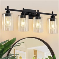 4-Light Black Vanity Fixtures w/Clear Glass Shades