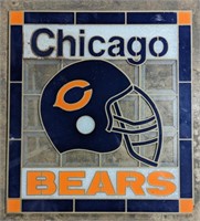 (VW) stained glass style Chicago bears glass pane