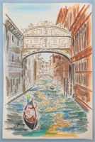 Venice Gondola Signed Original Watercolor Sketch