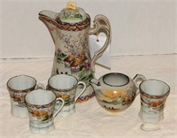 Japanese teapot with cream and sugar, four cups, 1