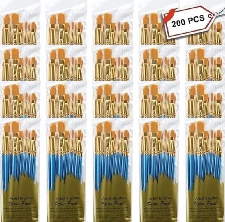 20 Packs/200 PCS Paint Brush Set