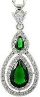 Pear Cut 3.40ct Emerald & White Topaz Necklace