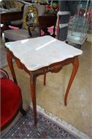 Square Custom Carved Table With Scalloped Marble T