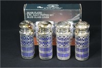 New In Box 4 pcs Cobalt Silver Plated S&P Shakers