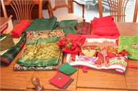 Christmas Tablecloth Apron & Towels Lot