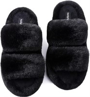 FamilyFairy Womens Fluffy Faux Fur Slippers