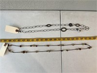 2 Long Necklaces (Gun Metal and Brown Beads)