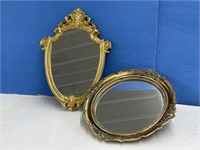 2 Small Gold-toned Framed Mirrors