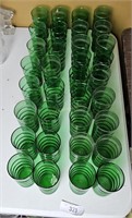 Large Lot Of Green Curvy Glasses