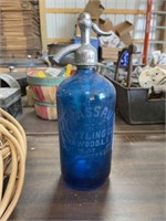 Blue Glass Seltzer Bottle