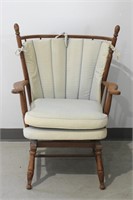 Antique  Wooden Spring Seat Arm Chair