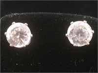 Costume Stud earrings with 6mm clear stone.