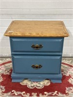 2 Drawer side table painted blue 23"x16"x23"h