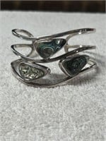 MEXICO STERLING SILVER AND ABALONE CUFF BRACELET