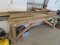 wooden work bench 101" & contents
