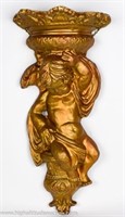 Gold Cherub Wall Sconce / Sculpture