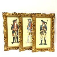(3) Colonial Soldier Prints DePose Italy Frames