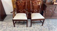 Pair of Mahogany Chinese Chippendale Arm Chairs