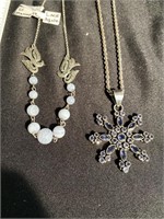 Two necklaces- lace agate with marcasite and