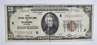 1929 $20.00 FRB NOTE, RICHMOND, VF