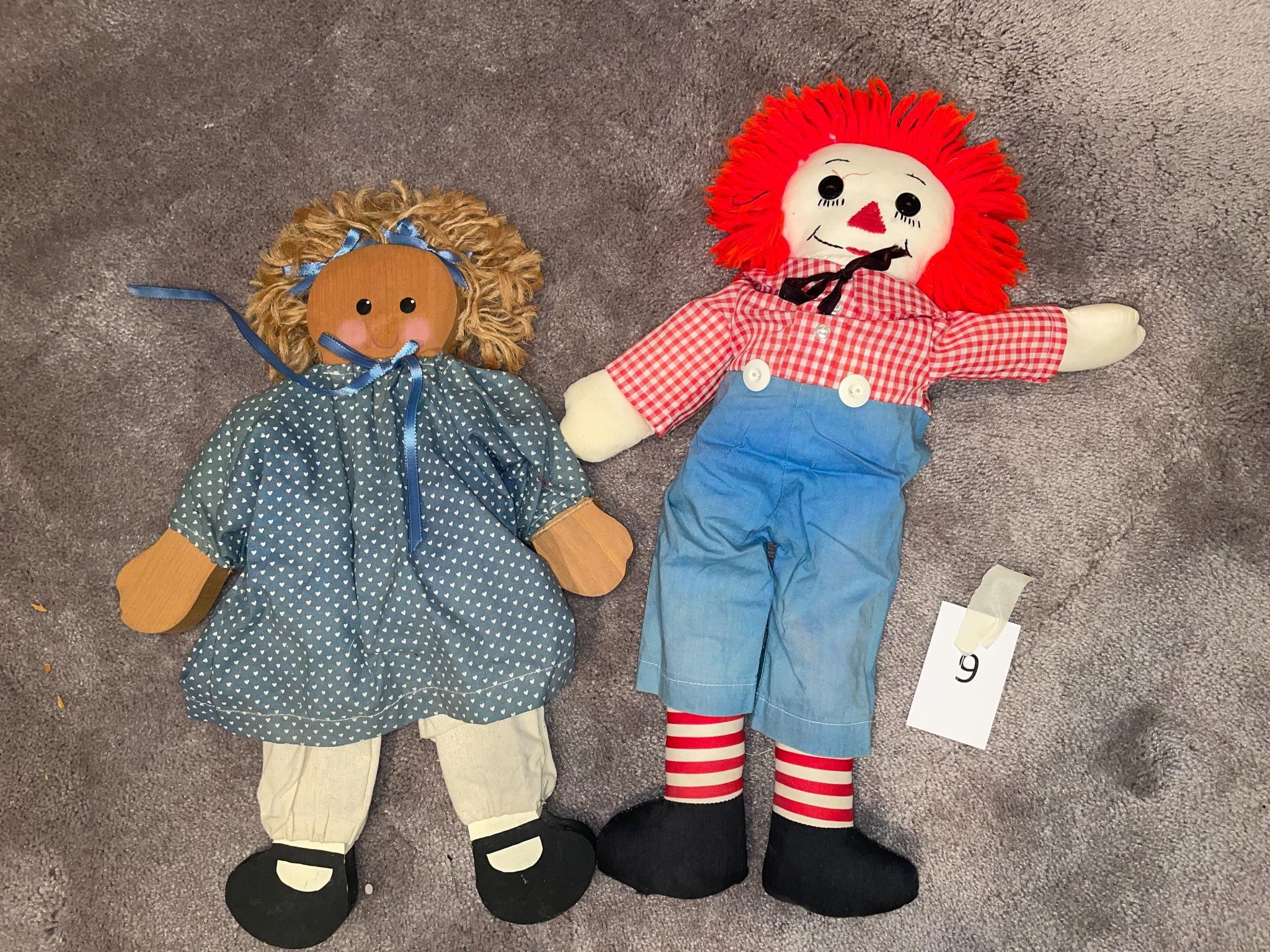 Raggedy Ann Doll and Wooden Doll