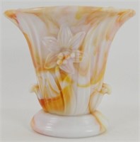 * Vintage Akro Agate Marble Glass Swirl Vase with