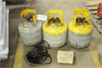 (3) 50LB Refrigerant Tanks, UV Light & Box Of Dye