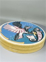 signed Haida drum, hand painted  11" diameter