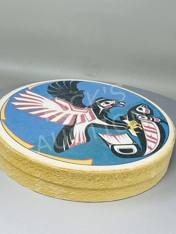 signed Haida drum, hand painted  11" diameter