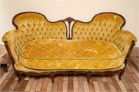 Victorian Gold Upholstered Sofa, 75" Long