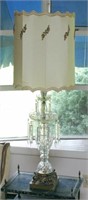 Pair of large glass table lamps with prisms, 45"