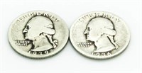 (2) 1936 & 39 Washington Silver Quarters