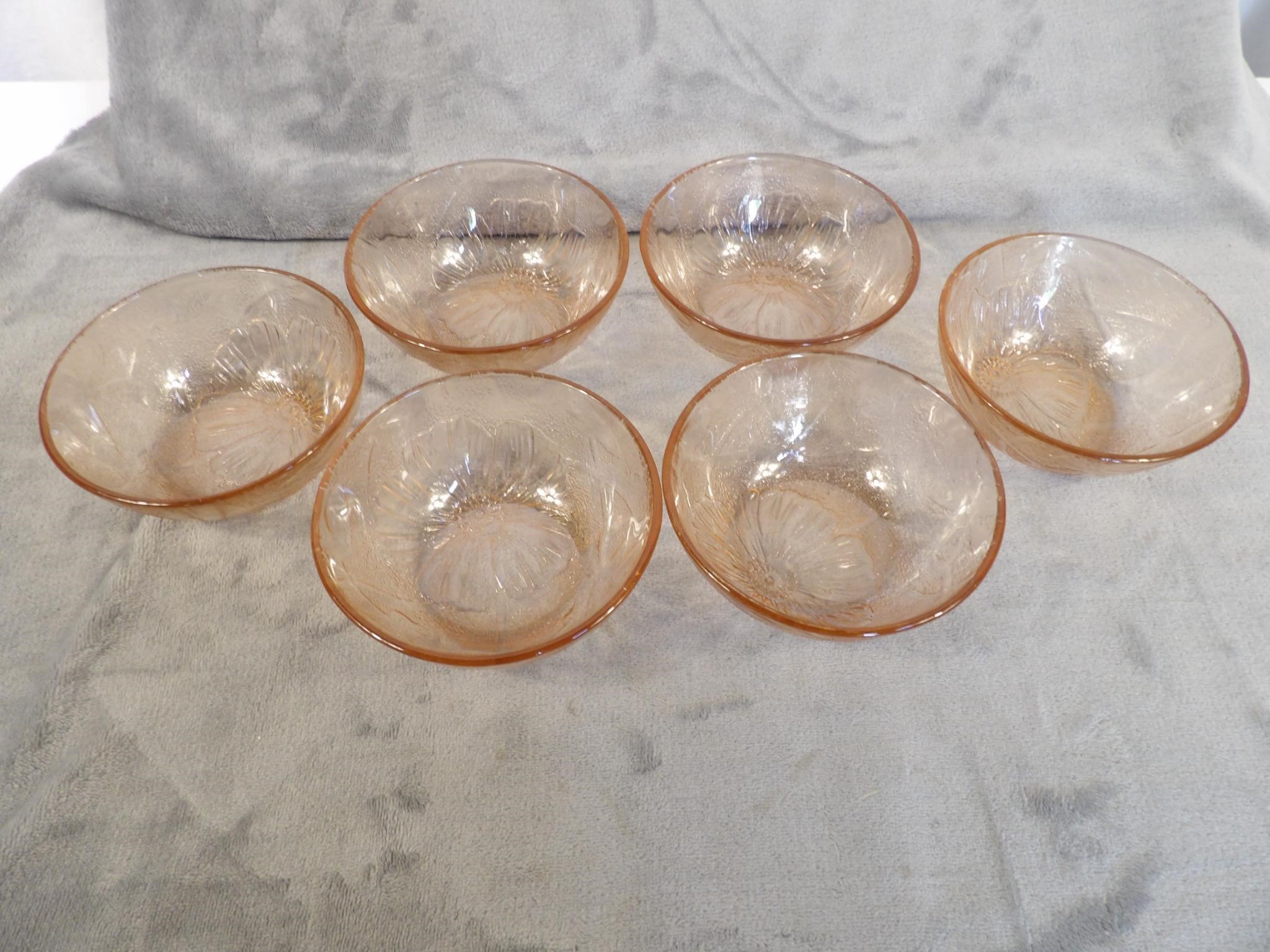 Six KIG Pink Glass Bowls