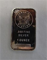 1oz .999 Fine Silver Bar - Sunshine